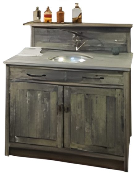 Bain LUBERON Simple / Vasque céramique incluse / Livré Sans Robinetterie — Long. 110 x Haut. 115 x Prof. 60 cm