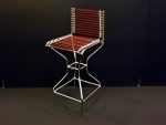 Chaise de Bar SANDOW – Chaise nickelée avec assise et dossier en sandows