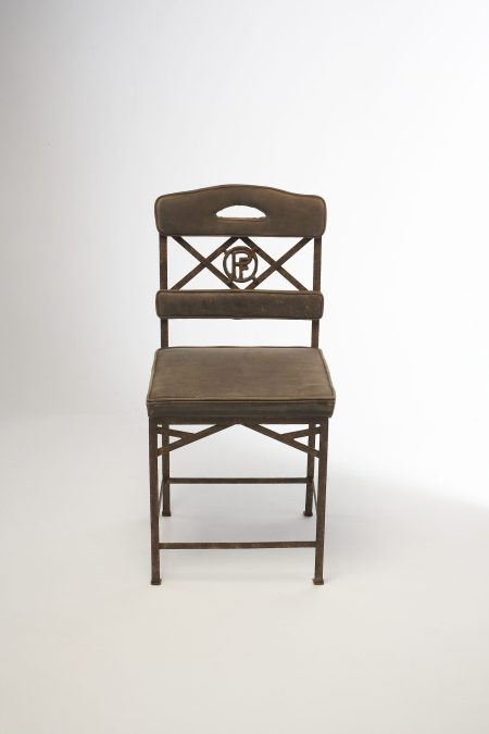 Chaise EIFFEL GLORIETTE CUIR – Struct Métal patiné façon Rouille – Assise & dossier Cuir – Peau tannée & veillie