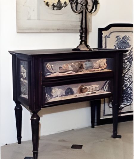 Commode COQUILLAGES / 2 TIROIRS / Décors sur Toile Noire