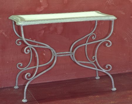 Console POTAGER/ plateau hetre de couleur — Long. 85 x Haut. 85 x Prof. 49 cm