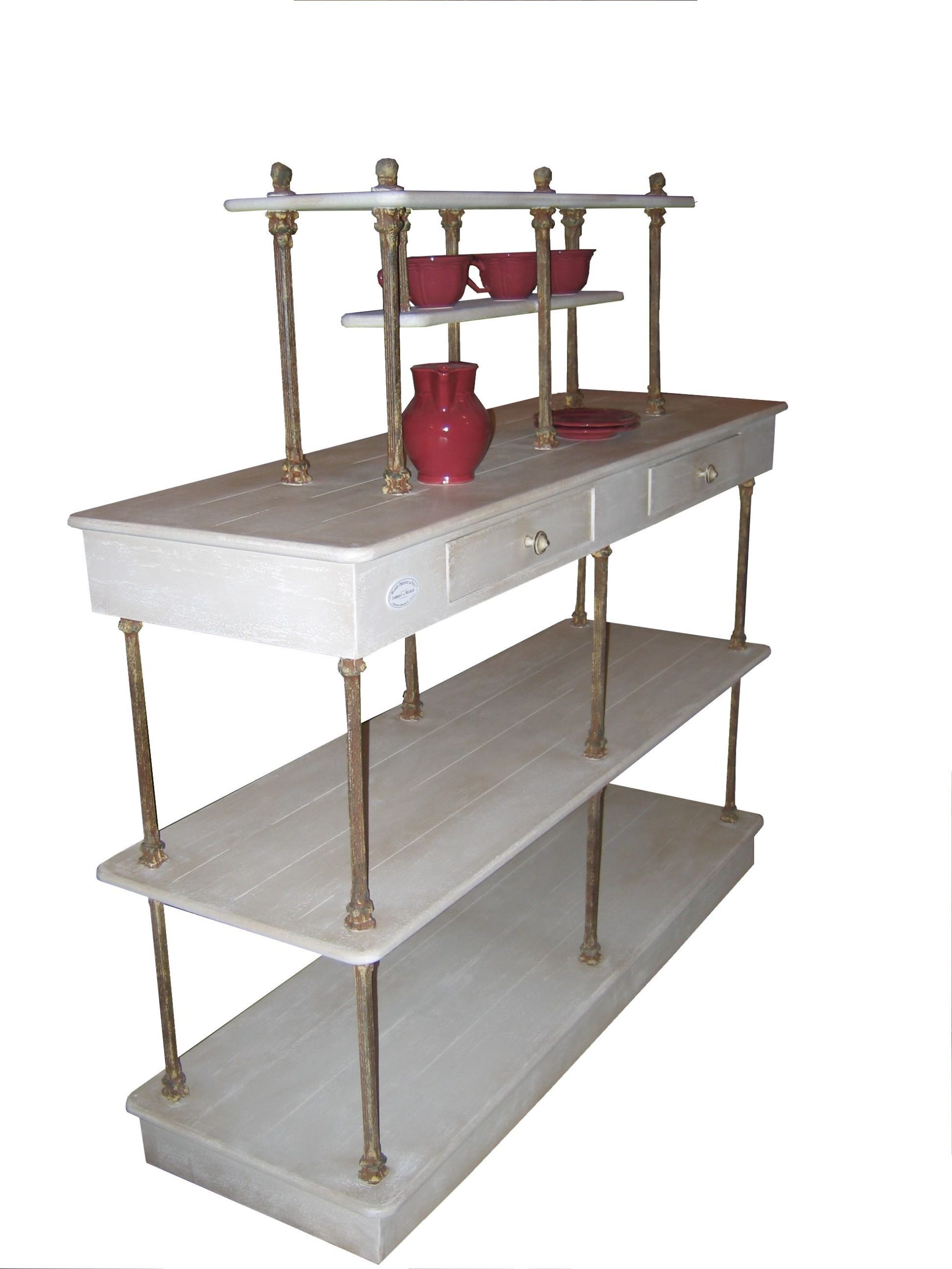 Etagère Double Face MERE POULARD Version 1.50 M / Montants en Fonte / 2 Tiroirs_652c615758e47.jpeg