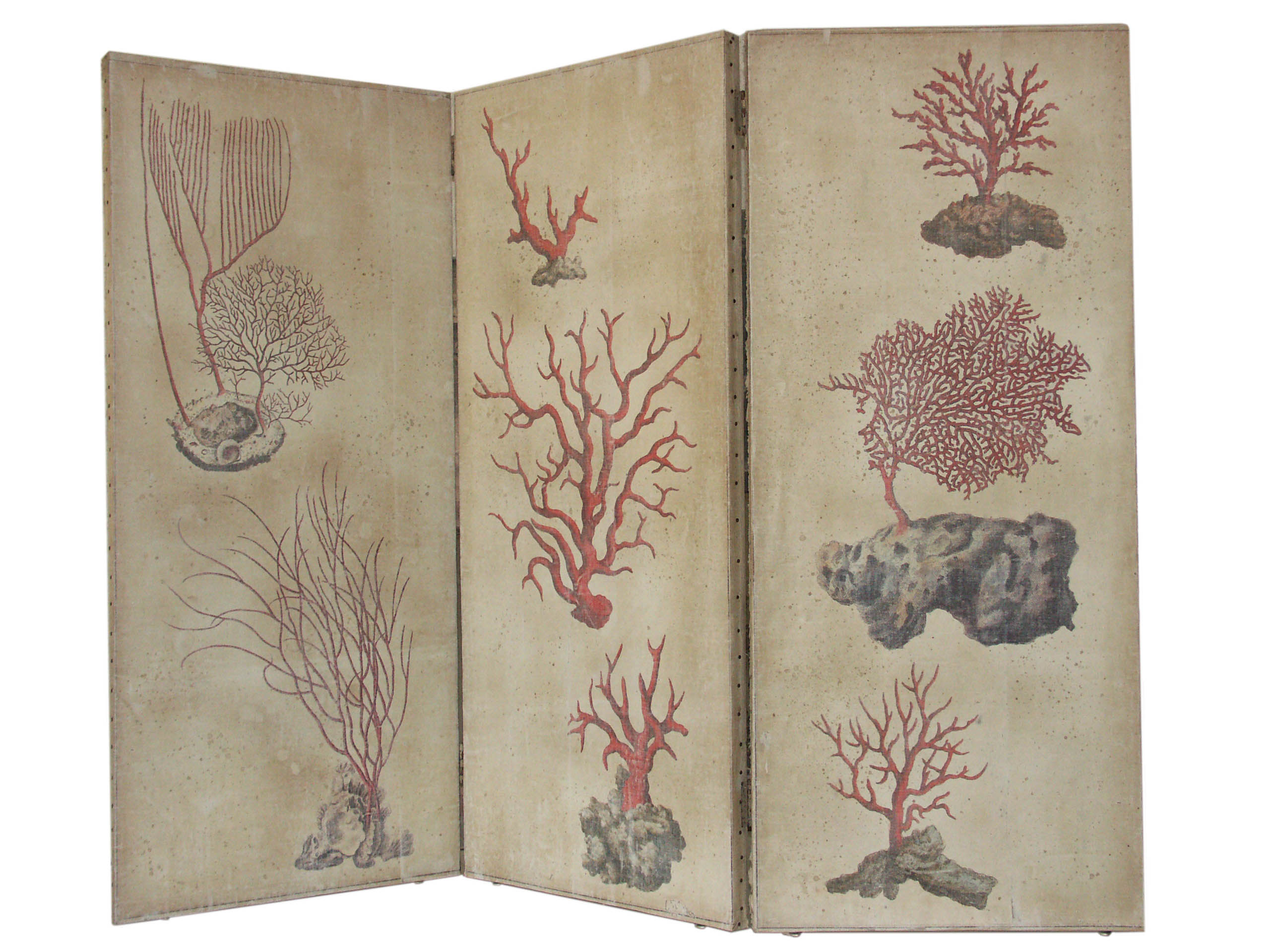 Paravent CORAUX PM 118* 55 -3 vantaux / cache TV / toile naturel avec Coraux_652c58dacd61d.jpeg