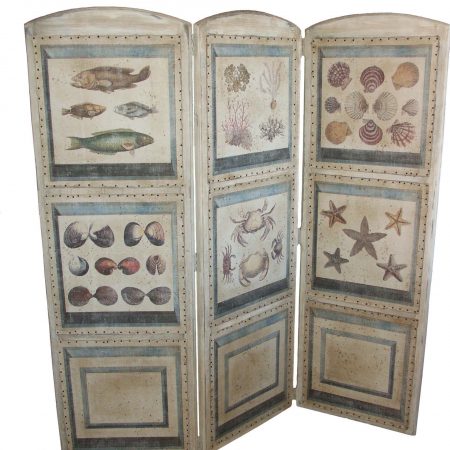 Paravent CURIOSITES 3 vantaux ‘ Frutti di mare’ GM=155 * 50 – Cadre Zinc Antique