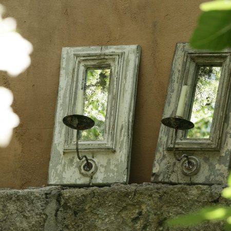 Lot de 2 portes Bougie avec Miroir/ Collection GUSTAVIA / H.25cm