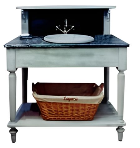 Salle de Bains DRAPIERE Simple -dessus ZINC Martelé & 1 Vasque céramique incluse /Livré Sans Robinetterie — Long. 110 x Haut. 108 x Prof. 60 cm