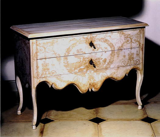 Sauteuse COMEDIA / Structure Patinée et Façade Décor Toile de Jouy_652c5eaf18d71.jpeg