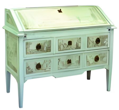 Secrétaire-Commode LULLY  /Structure Patinée et Façade Décor Toile de Jouy