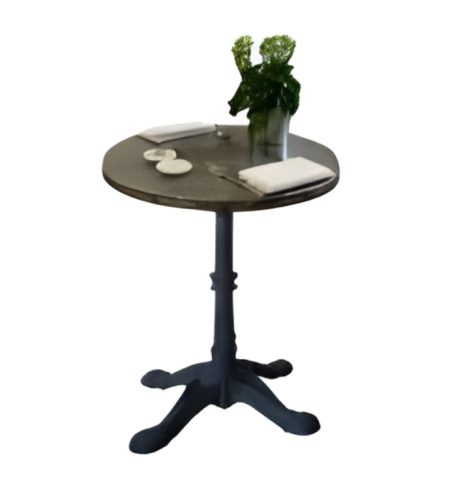 Table ABSINTHE Dia 60 *H76 / Plat zinc rembordé / piètement Fonte type “Bistrot”