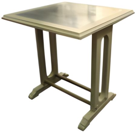 Table Anisette – Plateau Zinc bordé de bois – Piètement avec 2 Barres de Fer