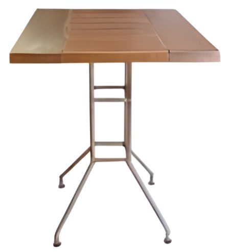 Table BRASSERIE chêne SATINE / piètement Métal tubulaire — Long. 70 x Haut. 76 x Prof. 60 cm