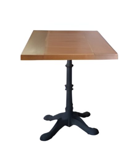 Table COGNAC Plat. chêne SATINE / piètement Fonte type “Bistrot” — Long. 70 x Haut. 76 x Prof. 60 cm