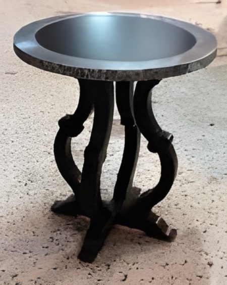 Table d'appoint  DIANE RONDE Diamètre 60 -Plateau bois rembordé en zinc