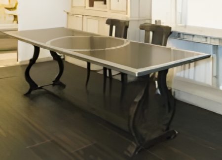 Table DIANE CM/ -Plateau bois rembordé en zinc – autre vue