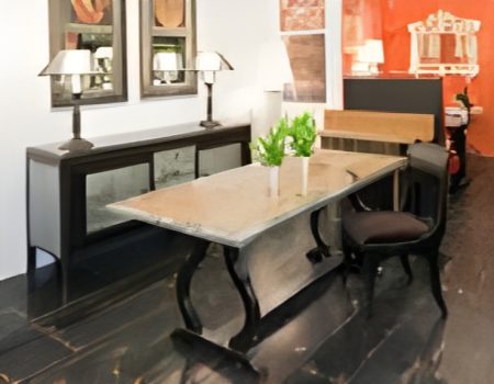 Table DIANE Plateau Chêne CM/ -Bordé Zinc +cercle Zinc – autre vue