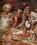Tableau MARMITONS- Scene de Cuisine -Toile de lin_652c554857ac4.jpeg