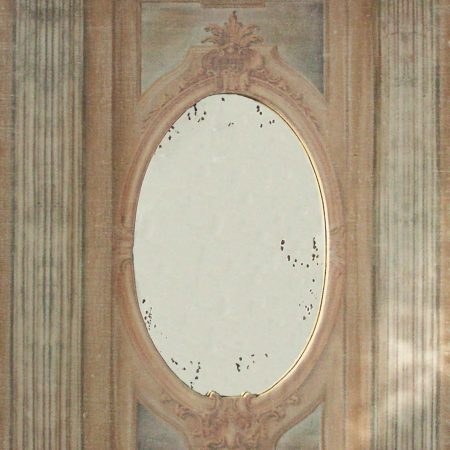 Trumeau COLONNADES/ toile Beige Rosé avec Motifs Colonnes / Miroir à l’ancienne
