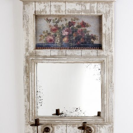 Trumeau GUSTAVIA / Motif Floral / avec 2 bougeoirs/ 60*H92