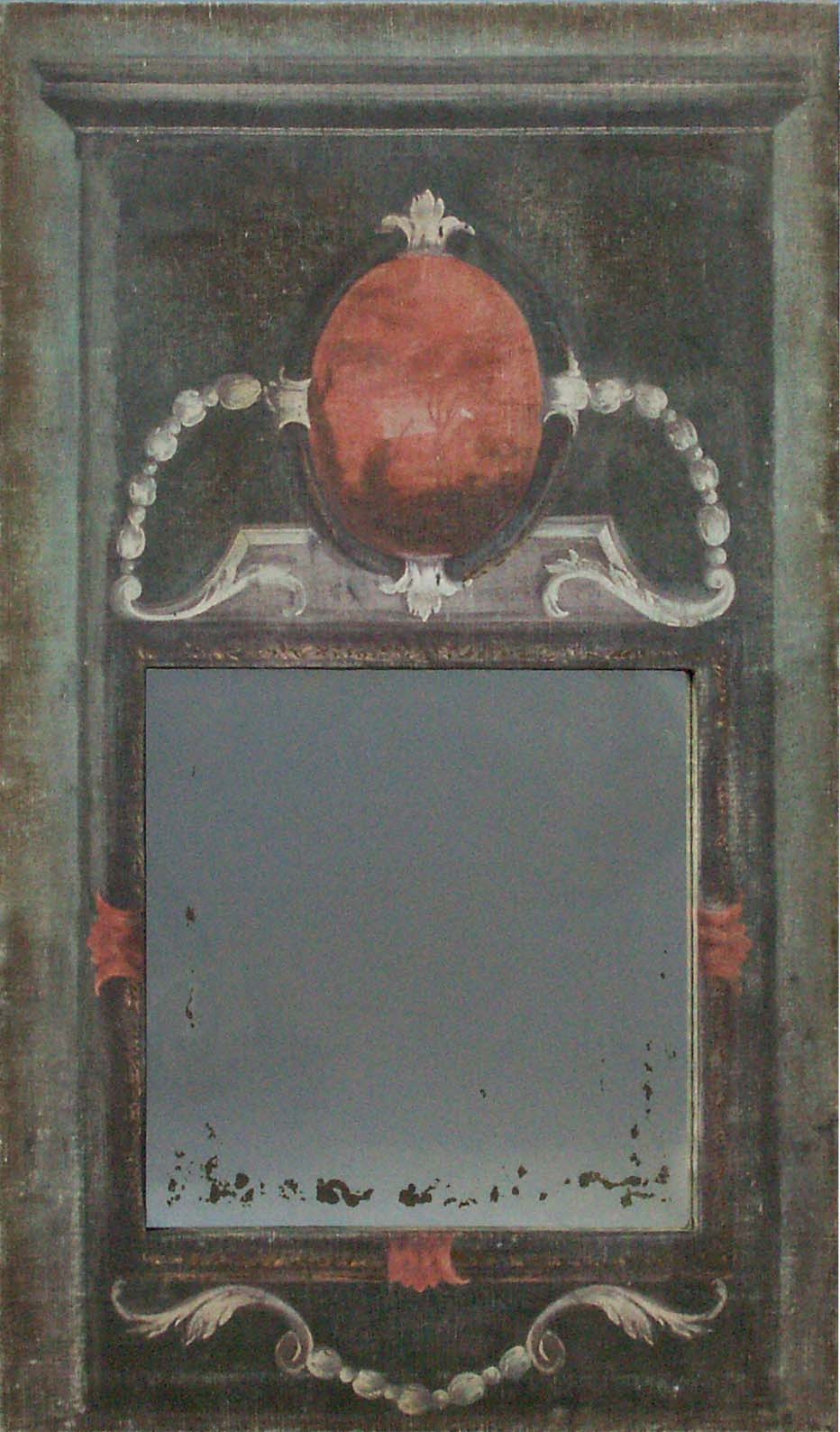 Trumeau PERLES / Coloris de toile Gris Vert avec Motifs Perles / Miroir à l’ancienne_652c59559858b.jpeg