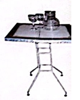 Table LIPP 70*70 *H76 / Plateau Patiné avec Zinc rembordé et piètement Métal tubulaire