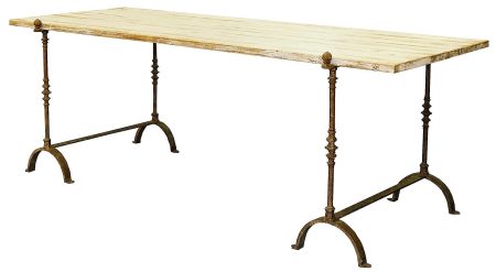 Table Chene - Pietement 2 Chenets en Fer patine – photo produit