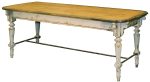 Table MERE BRASIER - Plateau meleze cire, pietement patine — Long. 180 x Haut. 85 x Prof. 80 cm