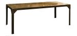 Table EIFFEL Plateau chêne Plaqué /Pieds métal patiné façon Rouille avec rivets — Long. 180 x Haut. 76 x Prof. 90 cm