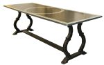 Table DIANE / RONDE x -Plateau bois rembordé en zinc – photo produit