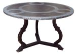 TABLE DIANE PLATEAU PATINE CM/ 220 X 90 X 76 -BORDÉ ZINC +CERCLE ZINC – photo produit