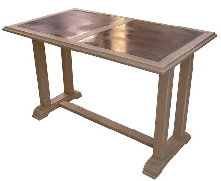 Table BISTROT DU PORT – 2 Inserts de Zinc – Piètement avec traverse Bois – photo produit