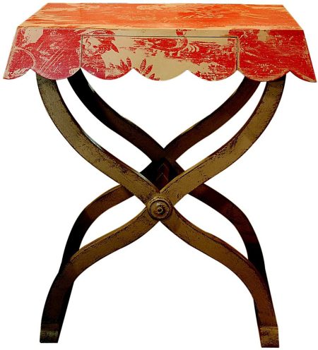 Table de Chevet DAGOBERT Toile de Nantes — Long. 73 x Haut. 76 x Prof. 54 cm