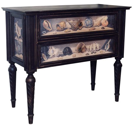 Commode COQUILLAGES 2 Tiroirs - Decors sur Toile Noire – photo produit