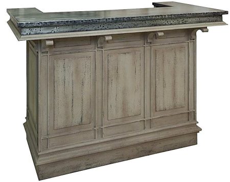 Bar LA COUPOLE en L - Structure Patinee et Plateau Zinc – photo produit