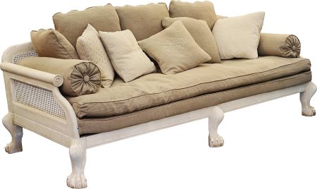 Sofa PONDICHERY / LONGUEUR 230 CM / avec Cannage du dossier et pattes de Lion – autre vue