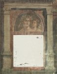 Trumeau Pompéi toile vert de gris fresque pompéienne et miroir vieilli