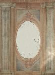 Trumeau Colonnades toile beige rosé motifs colonnes et miroir ovale