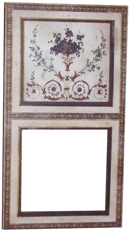 Trumeau BOUQUET / toile beige veilli avec Motifs floraux — Long. 80 x Haut. 120 x Prof. 4 cm