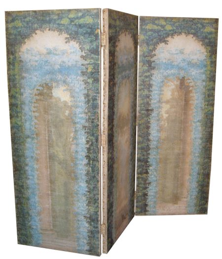 Paravent MAILS — 3 vantaux — Long. 165 x Haut. 155 x Prof. 3 cm — toile motifs jardin