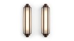 Lot de 2 appliques GAUMONT / Structure métal patiné façon Rouille- Verre Sablé – Vendu par Lot de 2 pcs – photo produit sur fond blanc