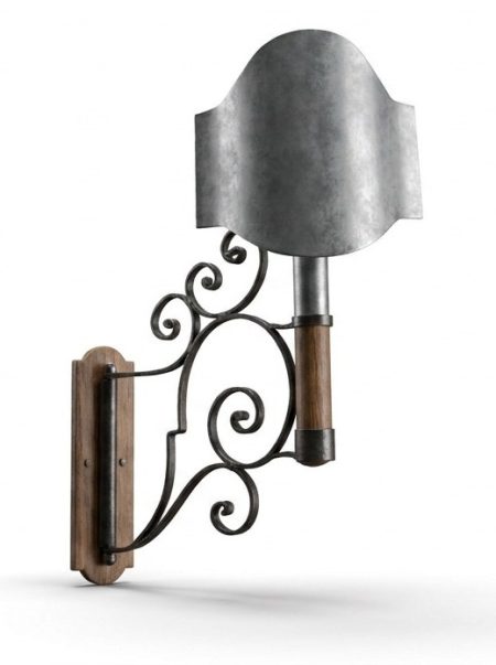 Lot de 2 appliques TORCHERE Support Métal pivotant sur Bois avec torche / Abat jour métal – photo haute définition