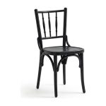 Chaise CABARET — chaise de bistrot en hêtre courbé, dossier à colonnettes, finition noire, sur fond blanc — Provence & Fils
