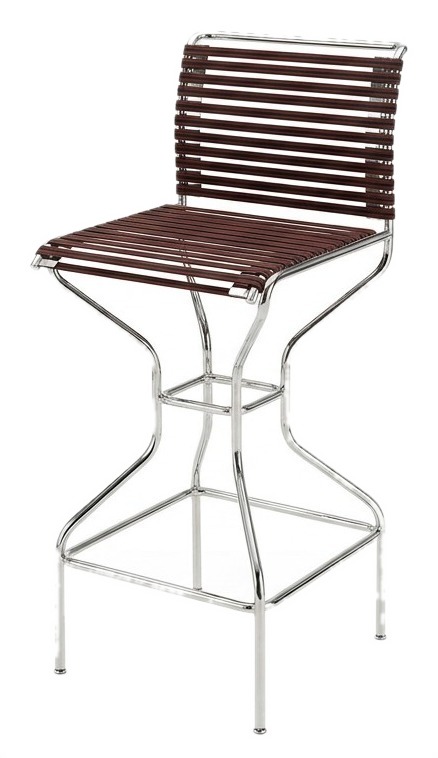 Chaise de Bar SANDOW – Chaise nickelée avec assise et dossier en sandows – photo produit
