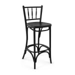 Chaise HAUTE CABARET — chaise de bar en hêtre courbé, dossier à colonnettes, finition noire, sur fond blanc — Provence & Fils