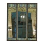 Miroir DOCKER / Cadre métal avec rivets/ Frise réalisée en Melèze patiné /avec Miroir — Long. 90 x Haut. 120 x Prof. 5 cm — mobilier Provence & Fils, photo sur fond blanc