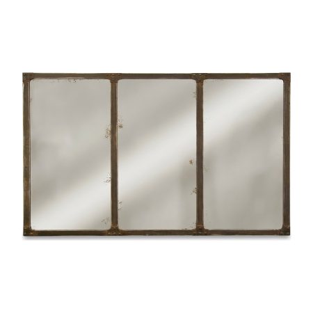 Miroir triptyque Eiffel métal patiné façon rouille riveté – Provence et Fils