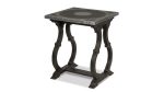 Table d'appoint DIANE -Plateau bois rembordé en zinc + motif central zinc – photo produit sur fond blanc