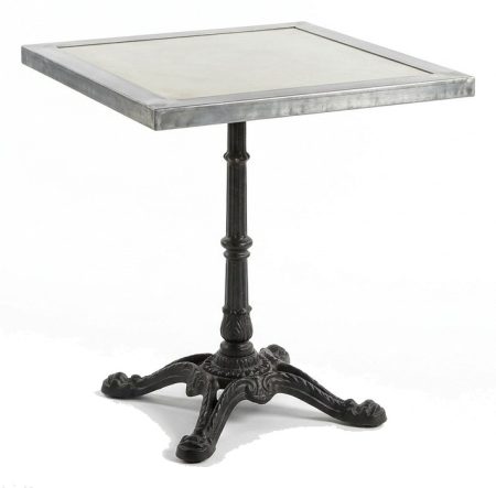 Table ARMAGNAC /Plat Patiné+Bord Zinc /piètement Fonte type “Bistrot – photo produit