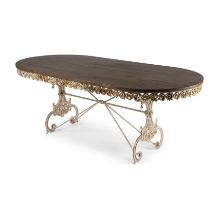 Table Basilic ovale piètement ajouré patiné – Provence et Fils