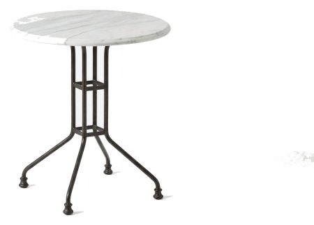 Table Ronde CAFE DE PARIS - Plateau Marbre, pietement fer – mise en scène sur sol marbre