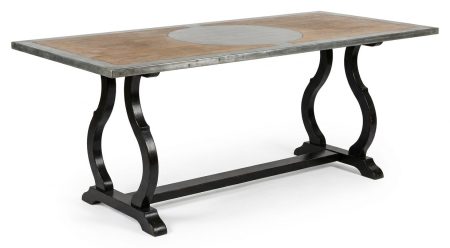 Table DIANE Plateau Chêne CM/ -Bordé Zinc +cercle Zinc – photo produit